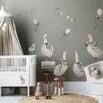 Set stenskih nalepk Gosi 100×50 cm