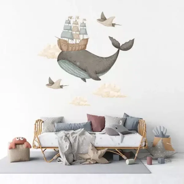 Set stenskih nalepk Dream Ocean Whale 100×100 cm