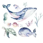 Set stenskih nalepk Sea Adventure 100×100 cm - slika 2