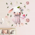 Set stenskih nalepk Bunny and Peonies 100×100 cm