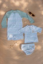 Little Dutch Kopalna plenička - kopalke Stripes Surf Blue - slika 5
