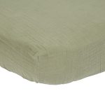 Little Dutch Otroška napenjalna rjuha muslin Olive 70x140/150