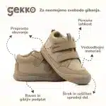 Bosonogi Čevlji Gekko Cosy - Taupe - slika 2