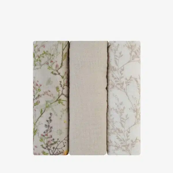 KikkaBoo® Tetra pleničke iz muslina 3kos 75x75 cm Secret Garden Beige