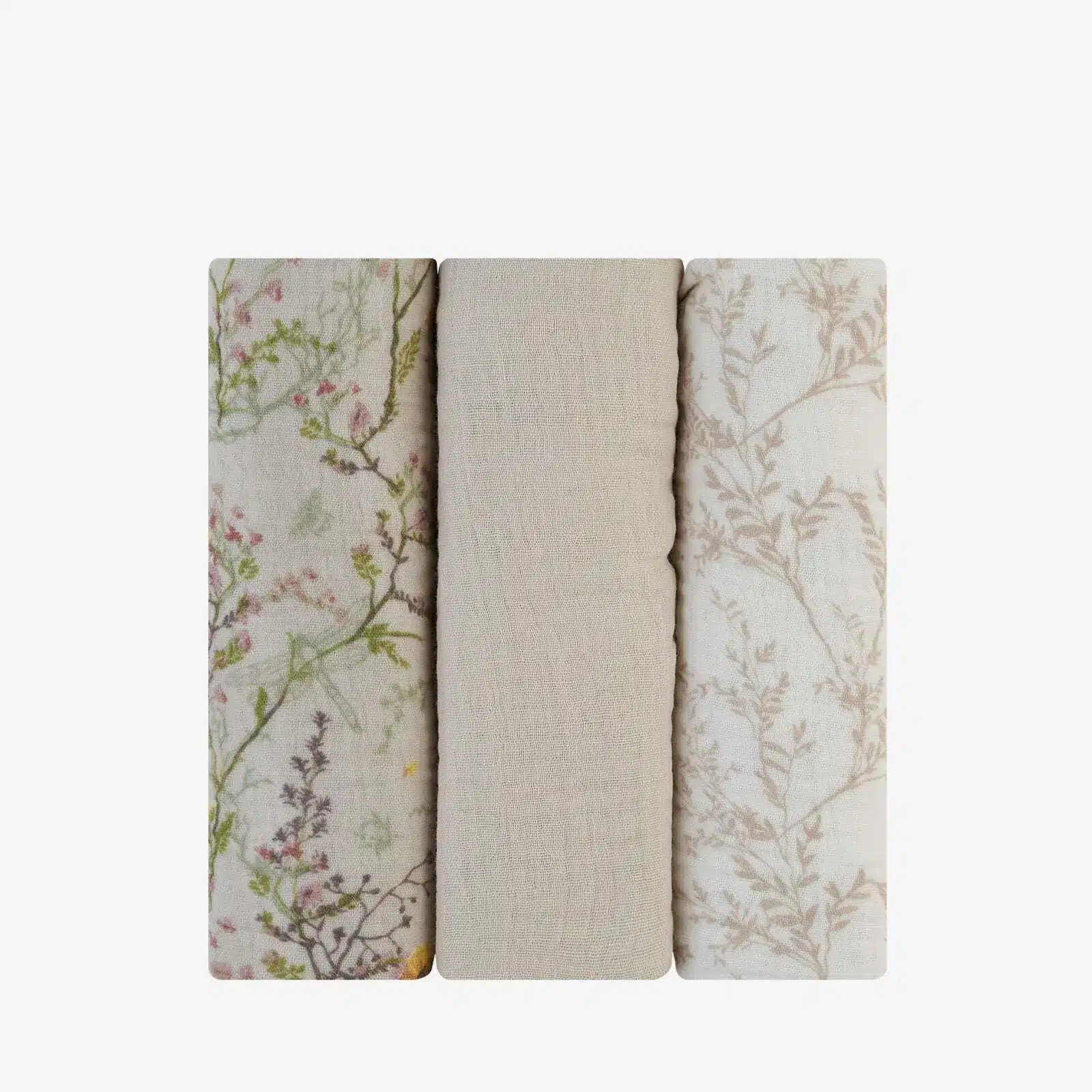 KikkaBoo® Tetra pleničke iz muslina 3kos 75x75 cm Secret Garden Beige