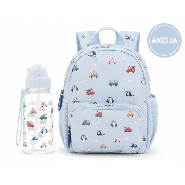 Tutete Otroški nahrbtnik + steklenička 500 ml City Cars