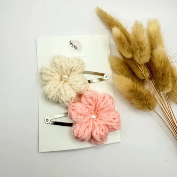Frommie Set 2 špangic za lase - Cream/Dark pink