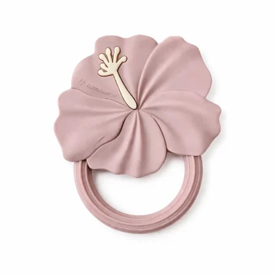 Rammelaartje Silikonsko grizalo hibiskus - Soft Pink2